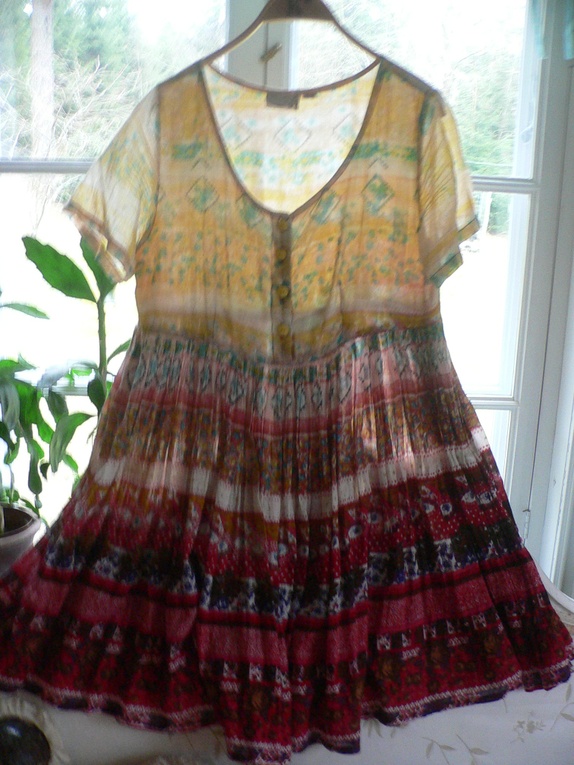 Unik fargerik fransk vintage kjole str.M Epla